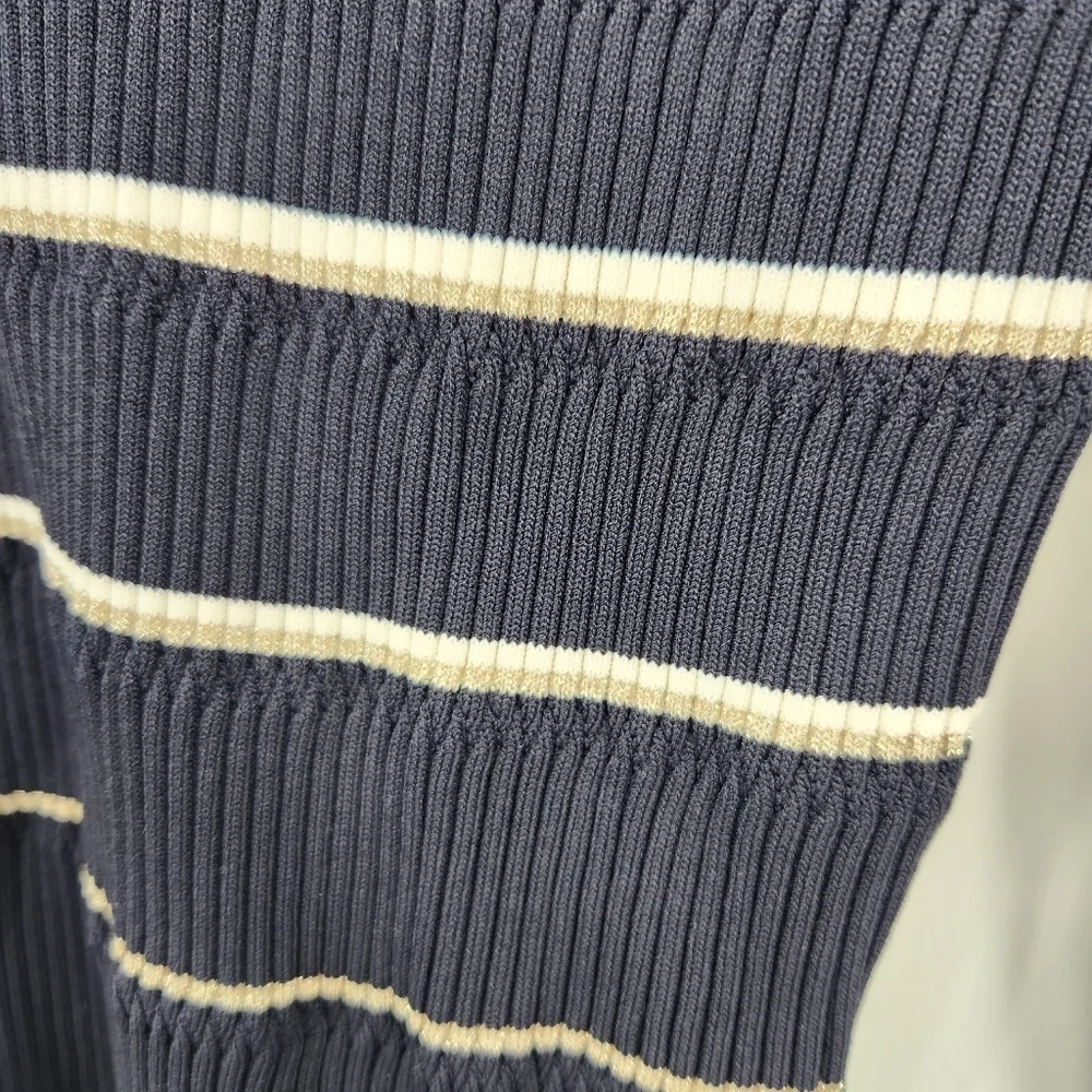 Ted Baker London Wanada Stripe Mock Neck Sweater Womens Size 6 White Metallic